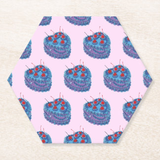 Posavasos De Papel Patrón de tarta de corazón púrpura