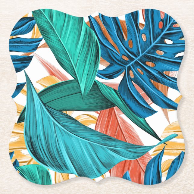 Posavasos De Papel Patrón de verano tropical Papel de montaña (Anverso)