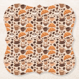 Posavasos De Papel Patrón Estético de Café Moderno