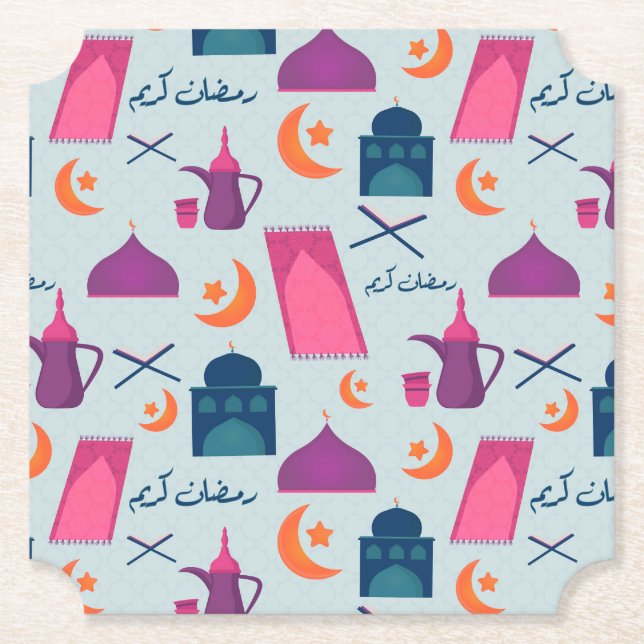 Posavasos De Papel Patrón feliz de Ramadán (Anverso)