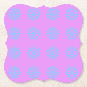 Posavasos De Papel Patrón festivo de invierno azul claro de copo de n