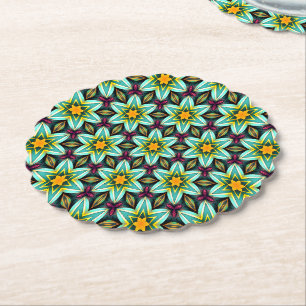 Posavasos De Papel Patrón floral de estrellas verdes