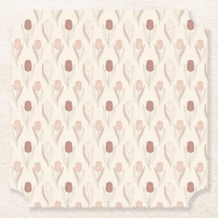 Posavasos De Papel Patrón floral de tulipán moderno
