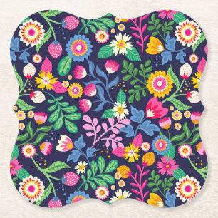 Posavasos De Papel Patrón Floral Exótico Pintado a Mano-48330