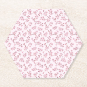 Posavasos De Papel Patrón floral sin costuras de flor de cerezo rosa