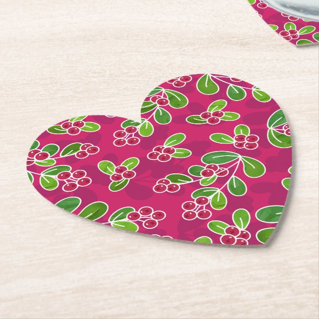 Posavasos De Papel Patrón Foliage de Cranberry Festial, Fuchsia (En perspectiva)