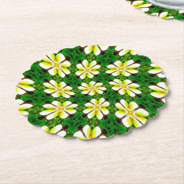 Posavasos De Papel Patrón frangipano amarillo (En perspectiva)