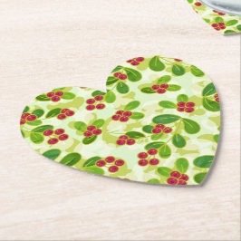 Posavasos De Papel Patrón Fruta de Cranberry Festial, Verde