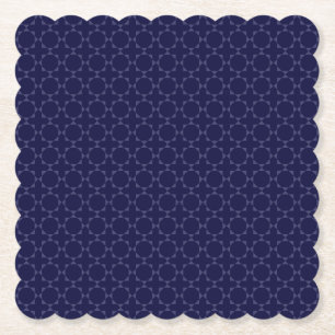Posavasos De Papel Patrón geométrico islámico azul oscuro