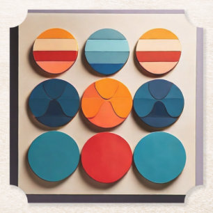 Posavasos De Papel Patrón geométrico moderno del siglo medio