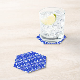 Posavasos De Papel Patrón griego árabe-mediterráneo azul