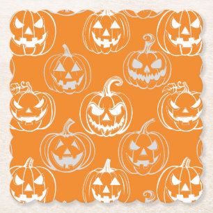 Posavasos De Papel Patrón Jack-o-lanterns.BG Naranja blanco