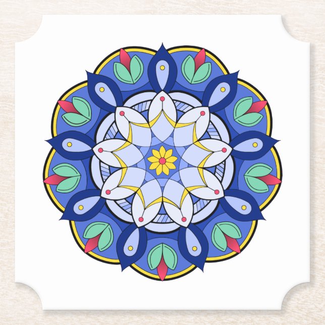 Posavasos De Papel Patrón Mandala 01 (Anverso)