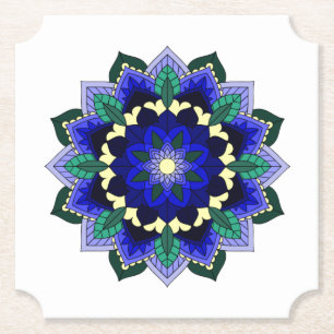 Posavasos De Papel Patrón Mandala 02 en la montaña rusa de papel azul