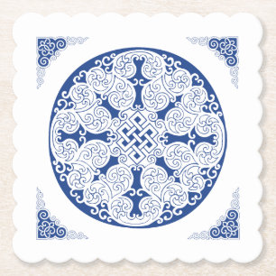 Posavasos De Papel Patrón mongol azul de la Marina del ciclo de vida