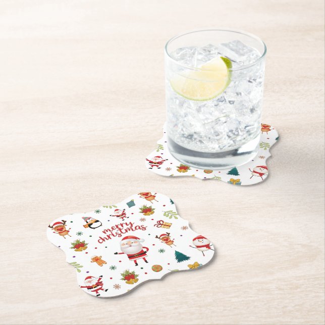 Posavasos De Papel Patrón navideño (In situ)