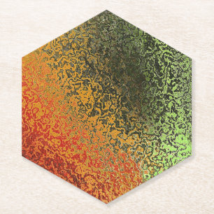Posavasos De Papel Patrón rojo verde y dorado