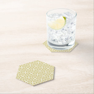 Posavasos De Papel Patrón Sayagata, japonés, oro y blanco