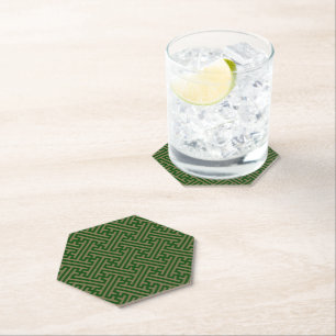 Posavasos De Papel Patrón Sayagata, japonés, verde y oro