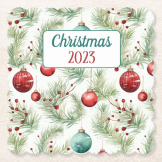 Posavasos De Papel Patrones de Navidades verdes y rojos -