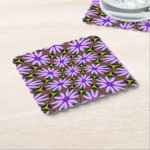 Posavasos De Papel Patrones margueritas púrpura