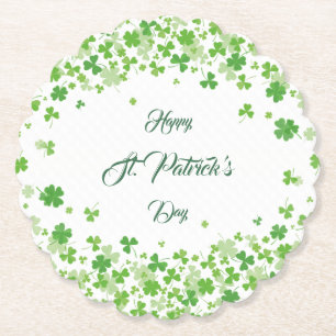 Posavasos De Papel Patrones verdes de Shamrock felices San Patricio