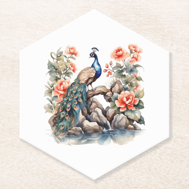 Posavasos De Papel Pavo real (Anverso)