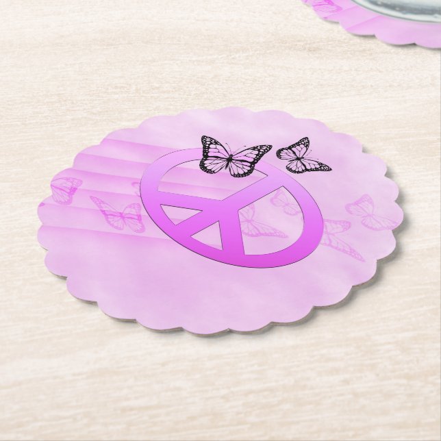 Posavasos De Papel Paz rosa (En perspectiva)