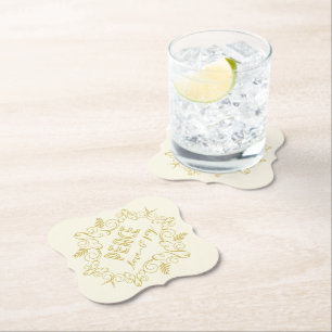 Posavasos De Papel Peace Love Joy Ivory Foliage Vintage Deco