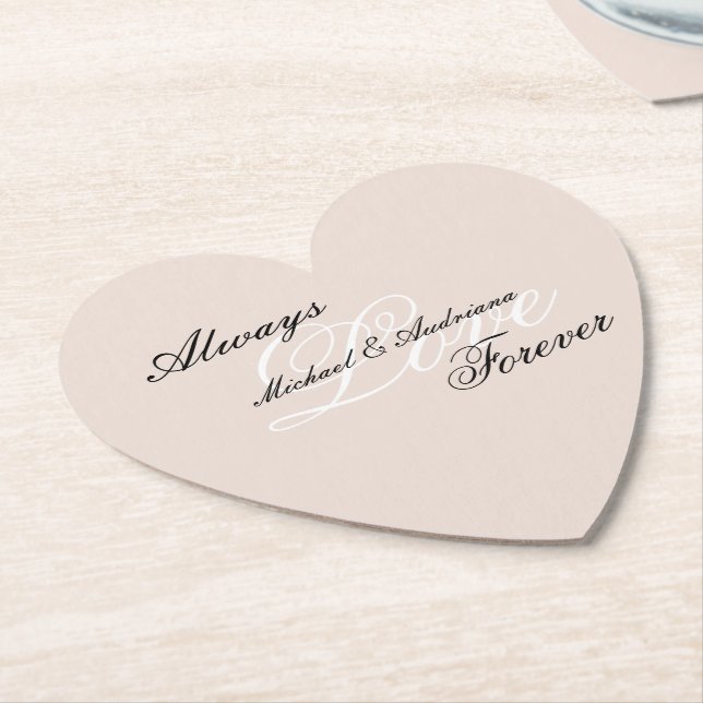 Posavasos De Papel Peach Rubor Love Always Boda (En perspectiva)