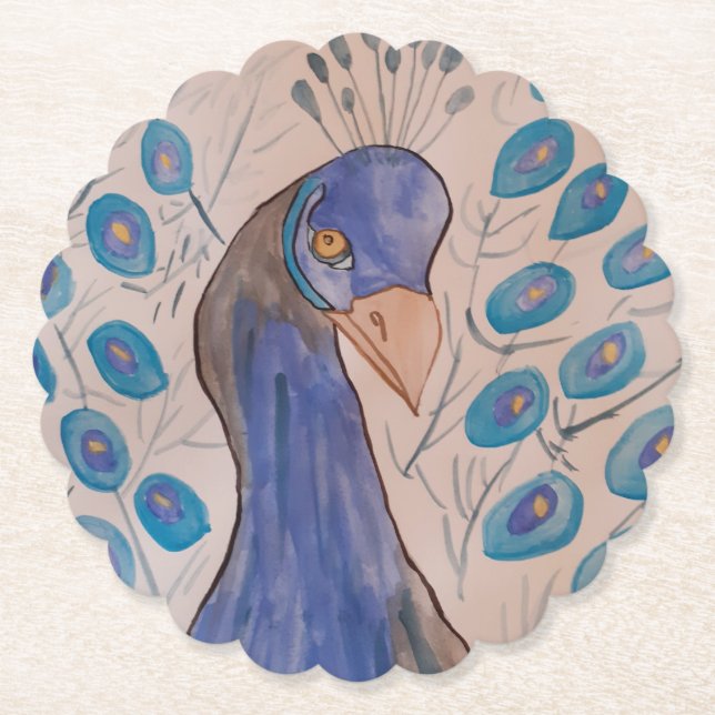 Posavasos De Papel Peacock Blue Paper Coaster (Anverso)