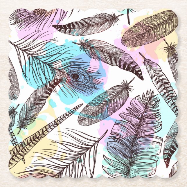 Posavasos De Papel Peacock Feather (Anverso)