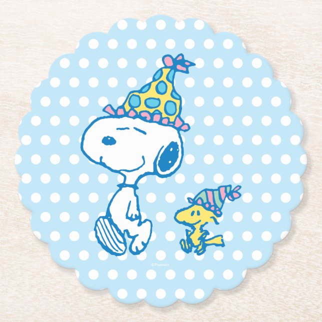 Posavasos De Papel PEANUTS | Puntos Polka del Fiesta Snoopy & Woodsto (Anverso)