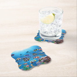 Posavasos De Papel Peces tropicales nadando en el lecho marino