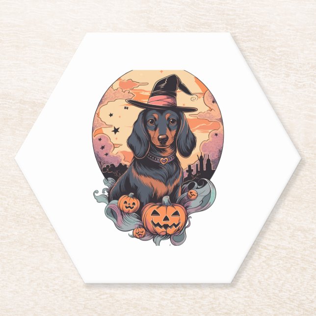 Posavasos De Papel Pegatina de Halloween Dachshund