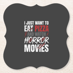 Posavasos De Papel Películas de terror de pizza Diseño de Halloween_1