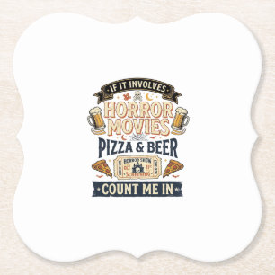 Posavasos De Papel Peliculas de Terror Pizza Cerveza Divertido Hallow