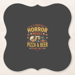 Posavasos De Papel Peliculas de Terror Pizza Cerveza Halloween Diseño