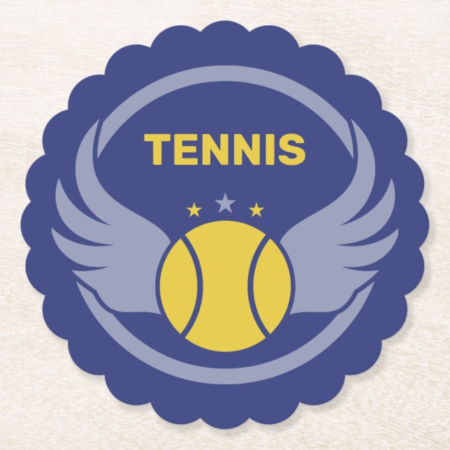 Posavasos De Papel Pelota de tenis de texto con alas (Anverso)