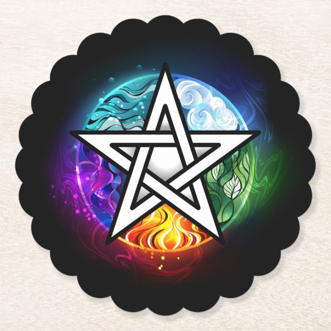 Posavasos De Papel pentagrama wiccano (Anverso)