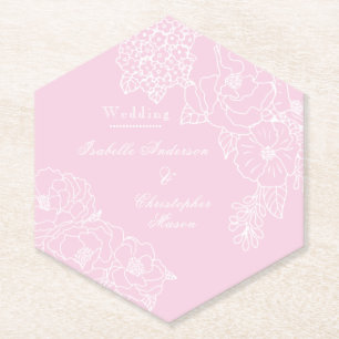 Posavasos De Papel Peonías rosadas para bodas románticas