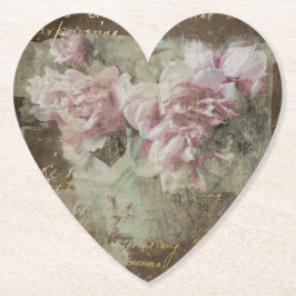 Posavasos De Papel ** Peony Floral AR23 Heart Love Vintage Victorian