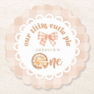 Posavasos De Papel Pequeña corbata Pie 1 cumpleaños gingham