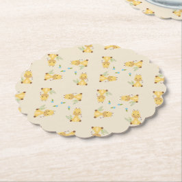 Posavasos De Papel Pequeña jirafa floral marrón claro