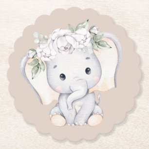 Posavasos De Papel Pequeño elefante acuático Baby Shower