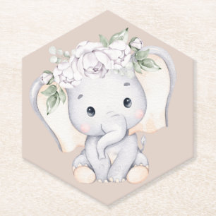 Posavasos De Papel Pequeño elefante acuático Baby Shower