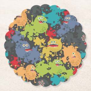 Posavasos De Papel Pequeños monstruos graciosos