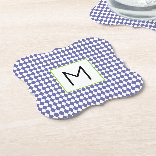 Posavasos De Papel Periwinkle Designer Harlequin Diamonds INITIAL (En perspectiva)