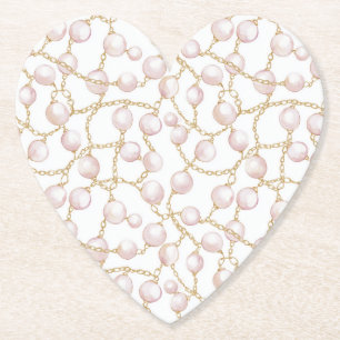 Posavasos De Papel Perlas Glam Rosadas Gold