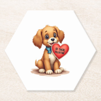 Posavasos De Papel Perrito vintage retro del día de San Valentín